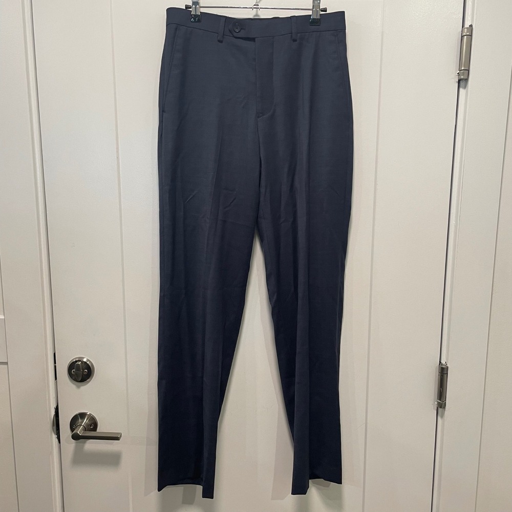 Awearness Kenneth Cole Mens Navy Blue Wool Blend Dress Pants Size 30 RN 77219